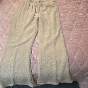 White fuzzy lounge pants